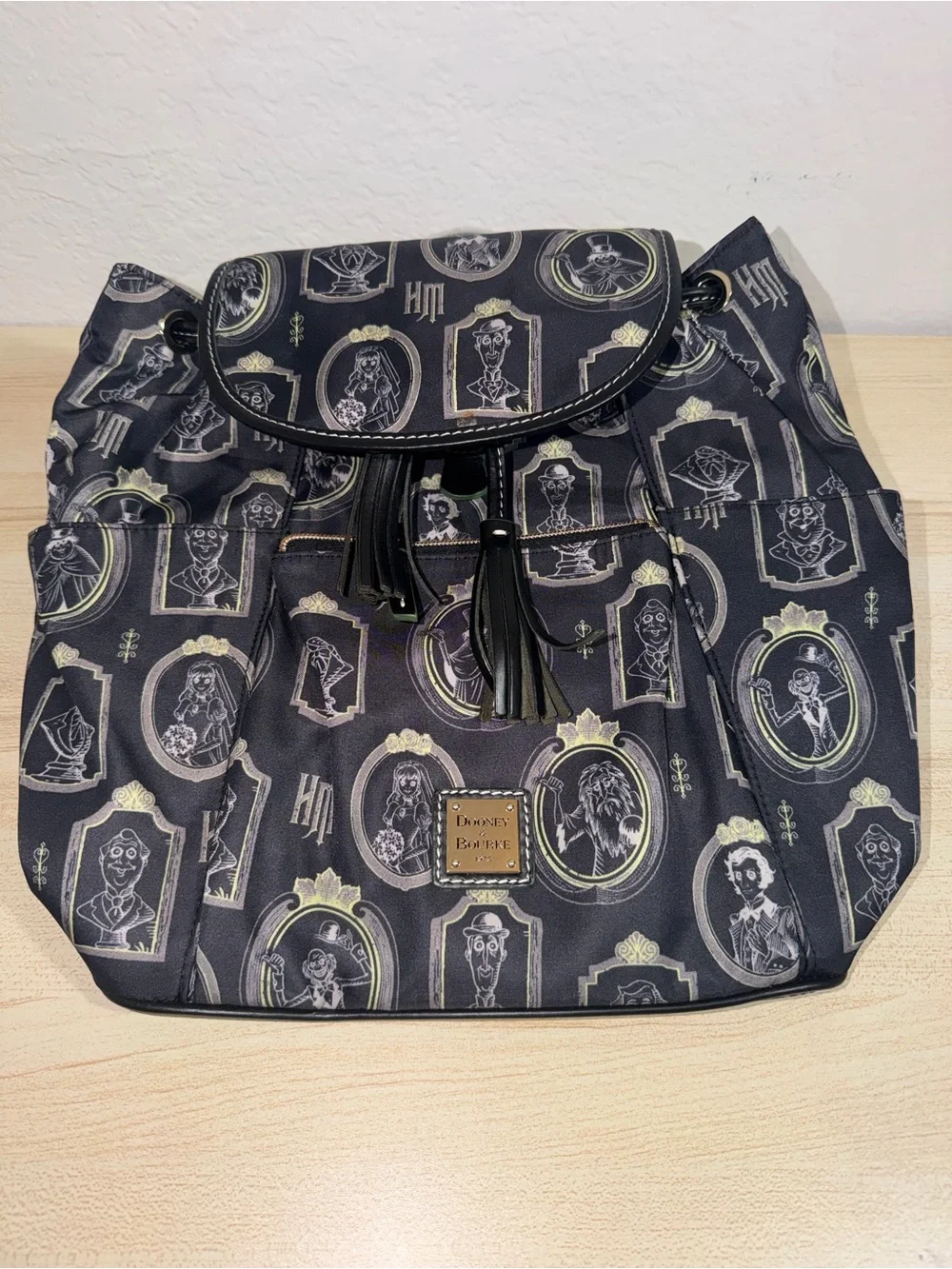 NWT Disney Dooney & Bourke Haunted Mansion Portraits Drawstring Nylon Backpack